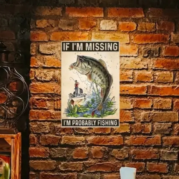 NEW Metal Sign Fishing 8x12 - Picture 3 of 6